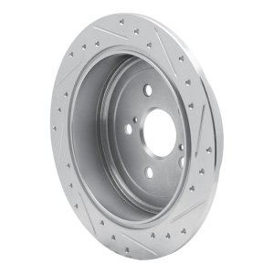 Lexus RX450h Brake Rotor (1) - Rear Left - R1 Concepts - Drilled & Slotted - Silver - `10-`20